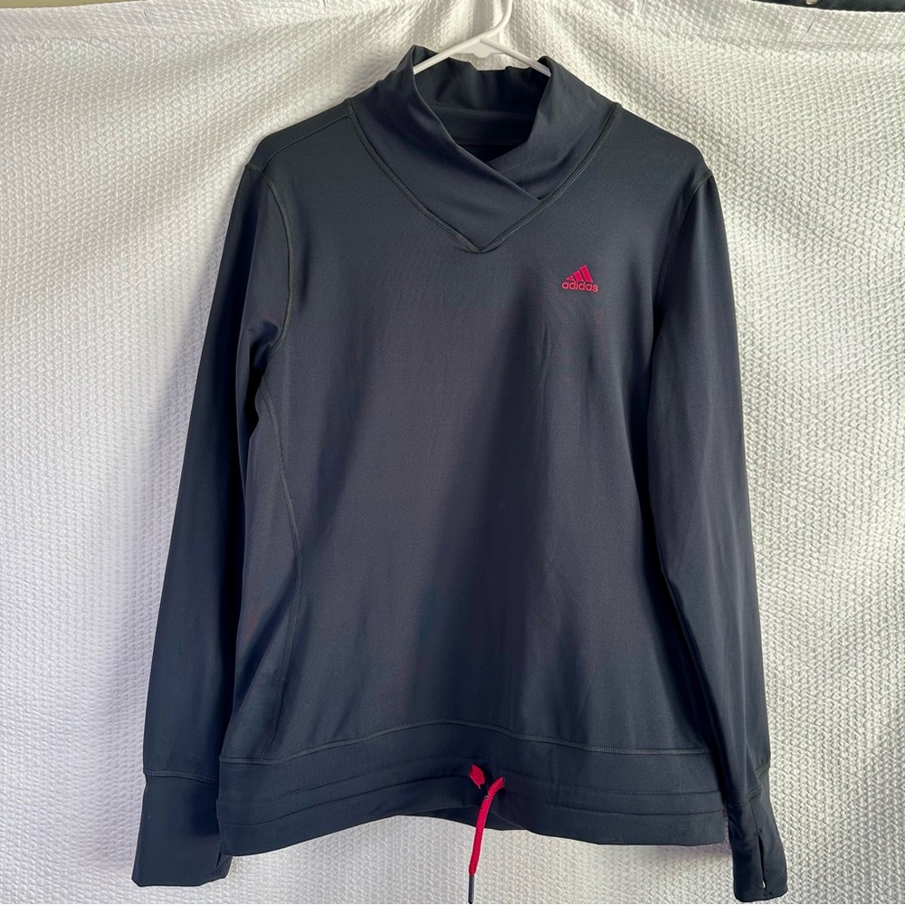Adidas Black Pink COLD.RDY Mock Neck Pullover Long Sleeve Top Size Large NWT